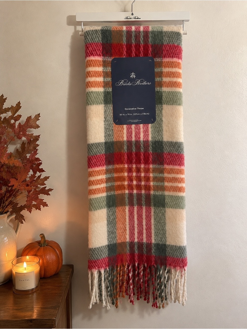 NWT Brooks Brothers Decorative Throw Blanket In Plaid - Cozy Fall Home Decor
